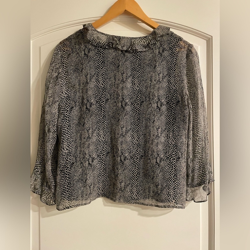 Silk Ruffled Snake Print Blouse - Picture 5 of 8